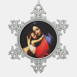 Glory To Jesus And Mary Snowflake Pewter Christmas Ornament