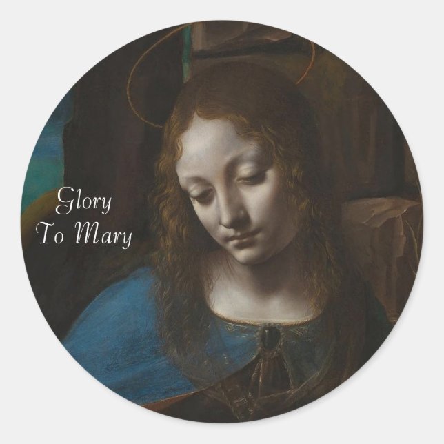 Glory to Mary Classic Round Sticker (Front)