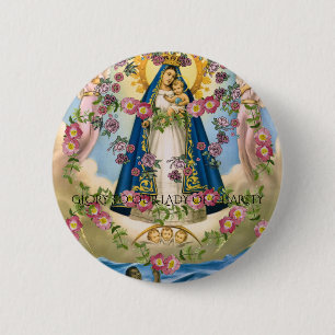 glory to our lady of charity 6 cm round badge