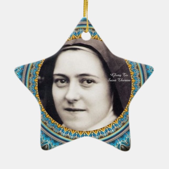Glory To Saint Therese Ceramic Tree Decoration (Back)