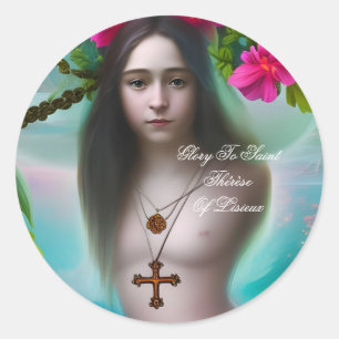 glory to saint therese of lisieux     classic round sticker
