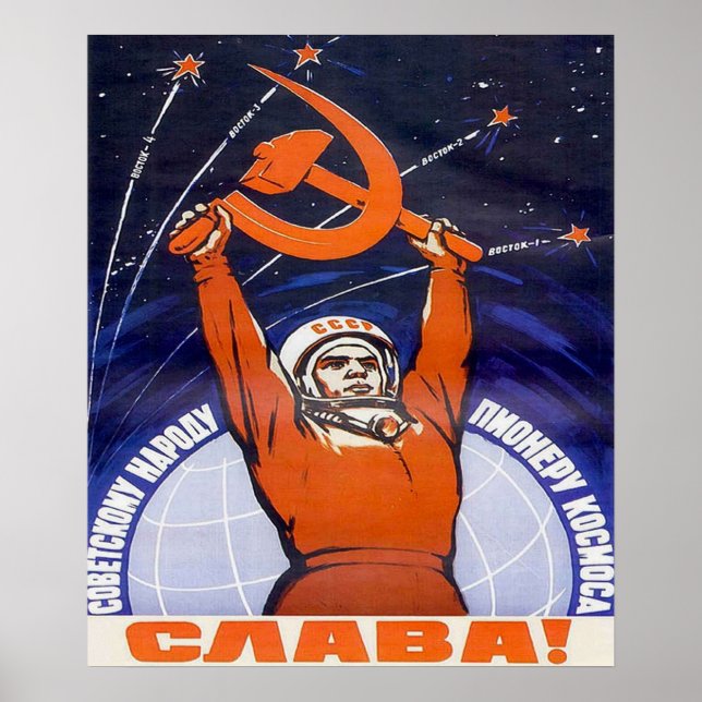 “Glory to soviet people and pioneers of Space” Sov Poster (Front)