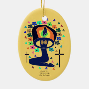 GLORY TO THE BLESSED VIRGIN MARY CERAMIC TREE DECORATION