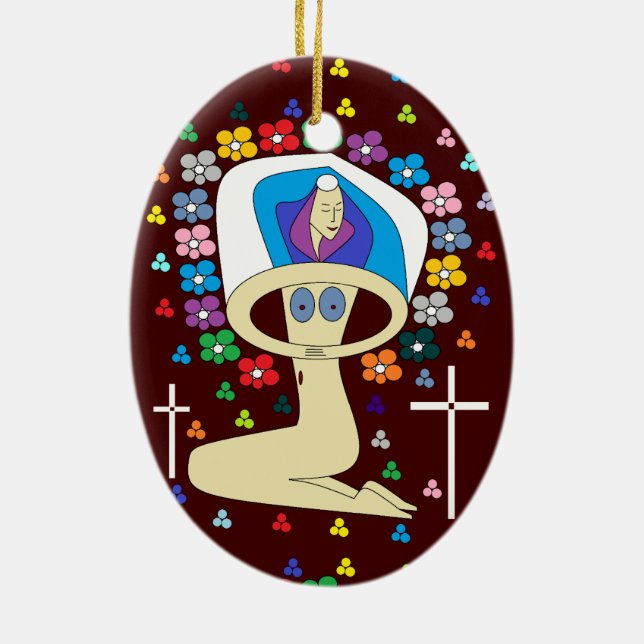 GLORY TO THE BLESSED VIRGIN MARY CERAMIC TREE DECORATION (Back)