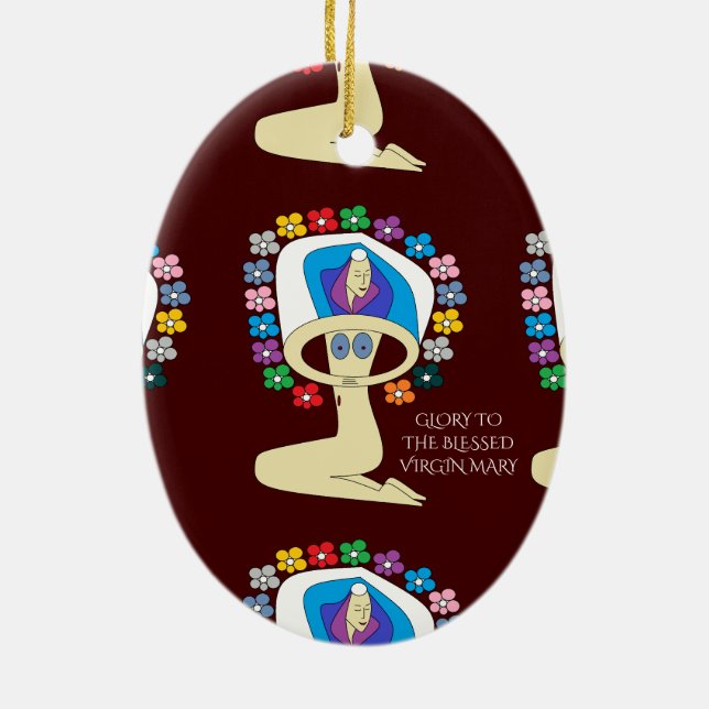 GLORY TO THE BLESSED VIRGIN MARY CERAMIC TREE DECORATION (Back)