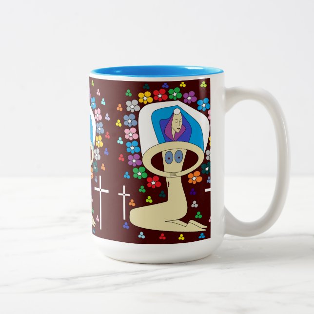 glory to the blessed virgin mary Two-Tone coffee mug (Right)