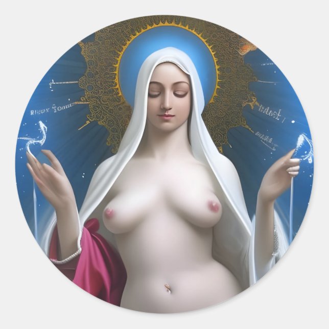 Glory To The Divine Breast of Mary Classic Round S Classic Round Sticker (Front)