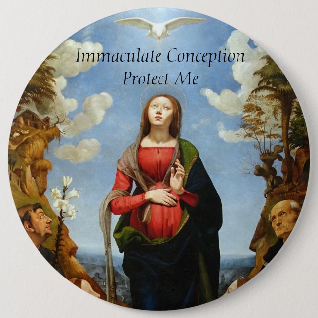 GLORY TO THE IMMACULATE CONCEPTION   6 CM ROUND BADGE (Front)