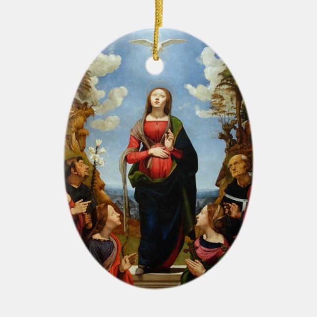 GLORY TO THE IMMACULATE CONCEPTION CERAMIC ORNAMENT (Front)
