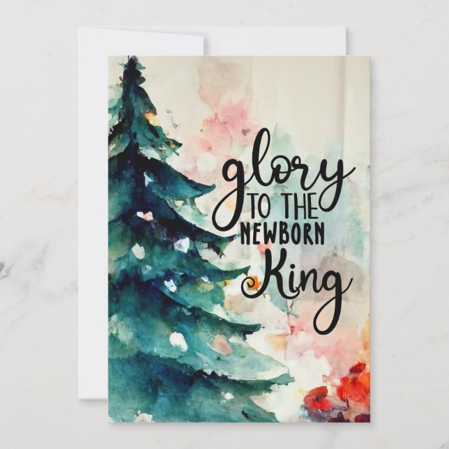 Glory to the Newborn King Christmas Carol Flat Holiday Card (Front)