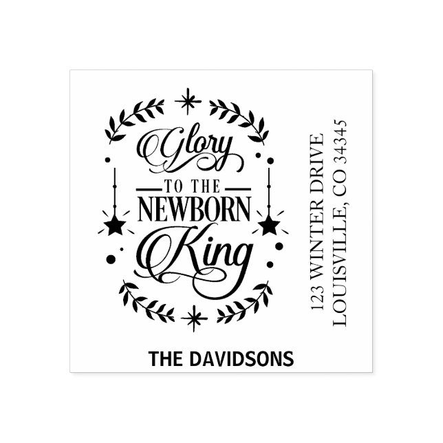 Glory To The Newborn King Christmas Typography Rubber Stamp (Imprint)