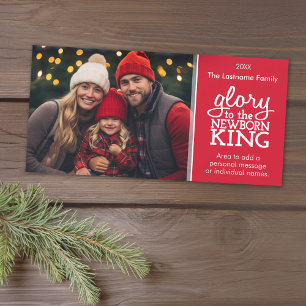 Glory to the Newborn King - Red White Photo  Holiday Card