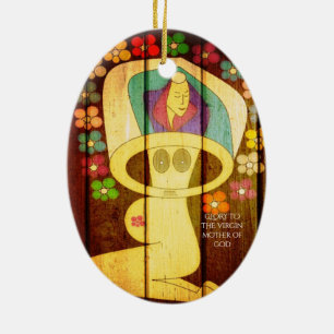 GLORY TO THE VIRGIN MOTHER OF GOD CERAMIC TREE DECORATION