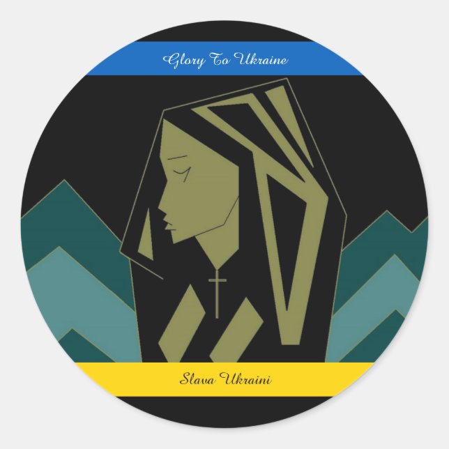 GLORY TO UKRAINE CLASSIC ROUND STICKER (Front)