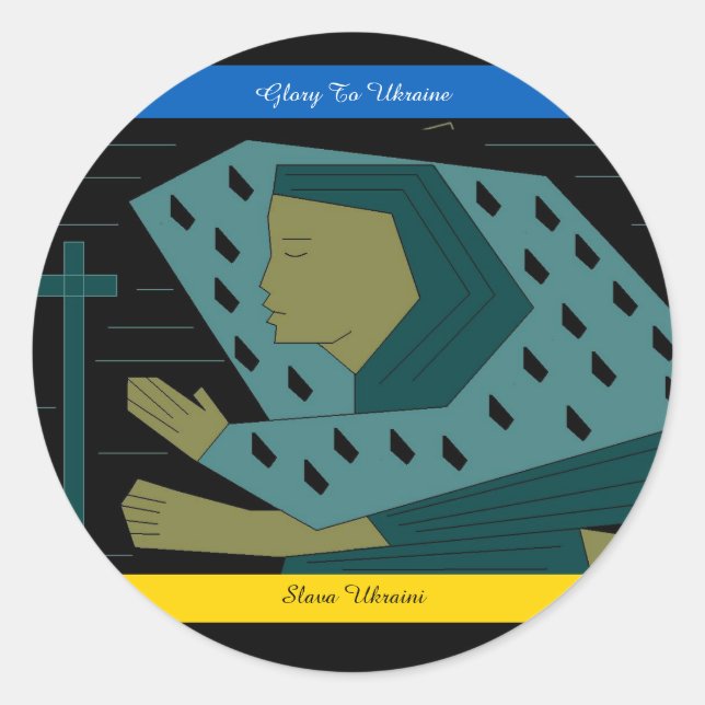 GLORY TO UKRAINE CLASSIC ROUND STICKER (Front)