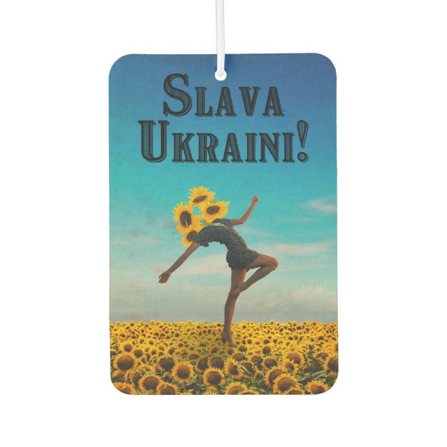 Glory to Ukraine! Slava Ukraini! Car Air Freshener (Front)