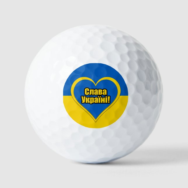 Glory to Ukraine written in Ukrainian Golf Balls (Front)
