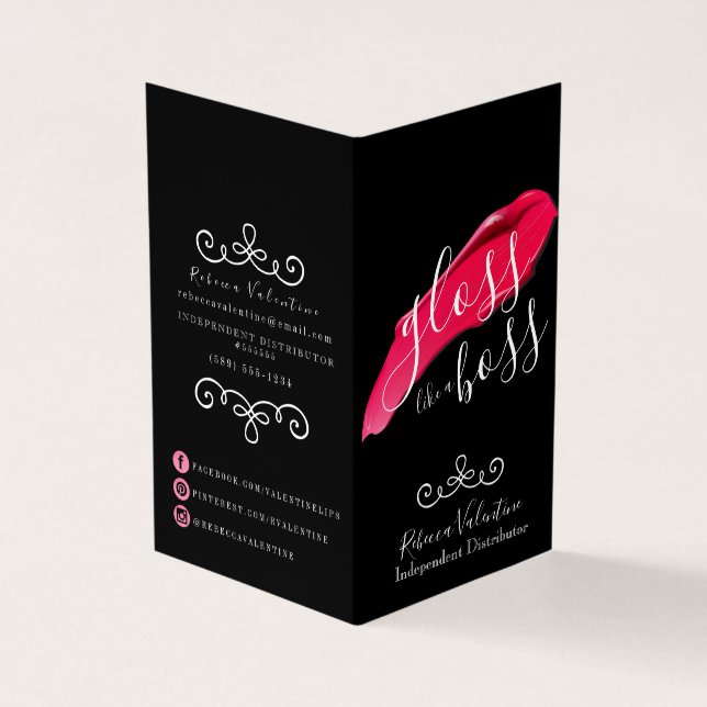 Gloss Like A Boss Lipsense Folded Business Card (Outside)