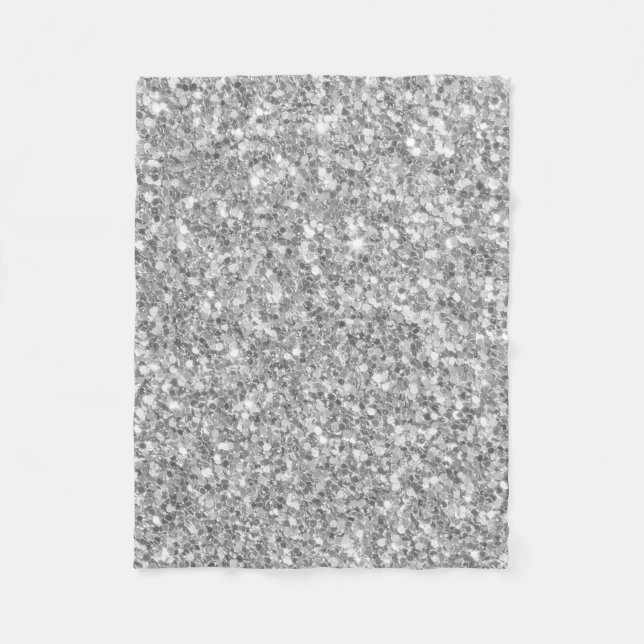 Gloss Sparkling Silver Grey Glitter Pattern Fleece Blanket (Front)