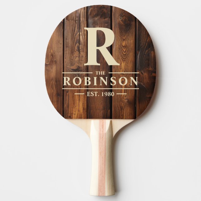 Gloss Stain Boards Family Name & Initial Ping Pong Paddle (Front)