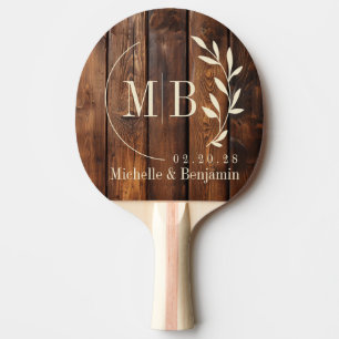 Gloss Stain Boards Leaf Wedding Monogram Ping Pong Paddle
