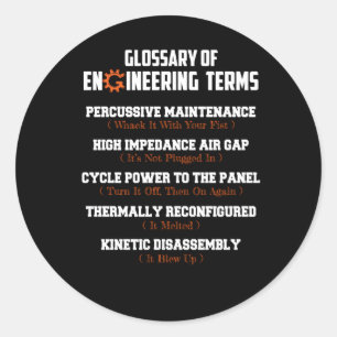 Glossary Of Engineering Terms Engineer Definitions Classic Round Sticker