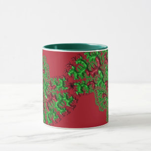 GLOSSY 3D Christmas Red Green Fractal ~ Mug