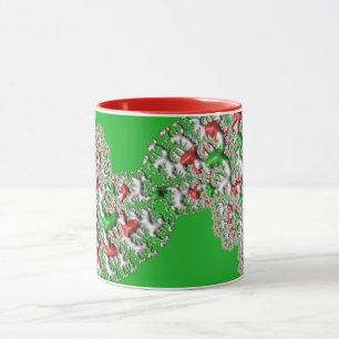 GLOSSY 3D Christmas Red White Green Fractal ~ Mug