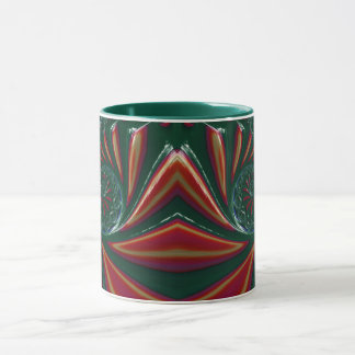 GLOSSY 3D Glossy Green Red Xmas Fractal ~ Mug