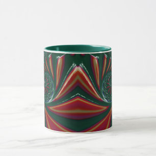 GLOSSY 3D Glossy Green Red Xmas Fractal ~ Mug