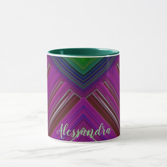 GLOSSY 3D Glossy Pink Green Blue ALESSANDRA ~ Mug (Center)