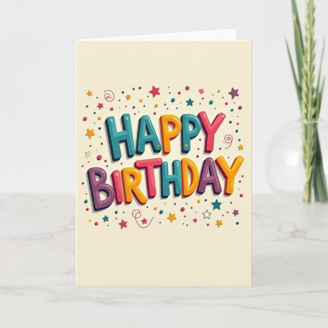 Glossy 3D Letter Birthday Card (Front)