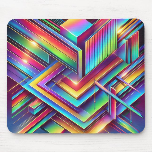 Glossy Abstract Neon Gradient Mouse Pad Design (Front)