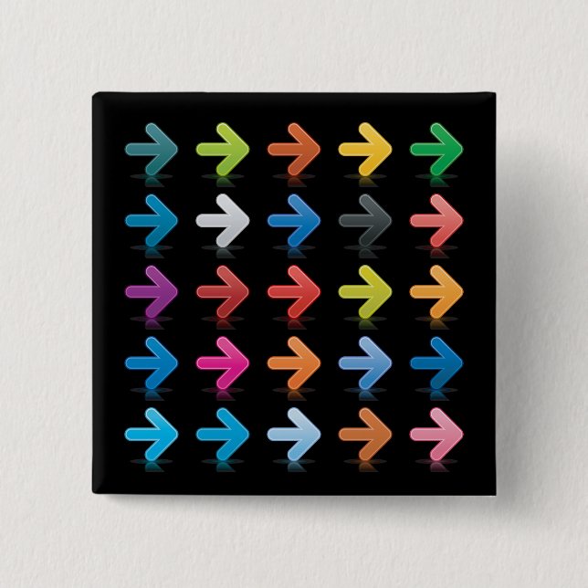 Glossy Arrows Set Vibrant Directional Pointers 15 Cm Square Badge (Front)