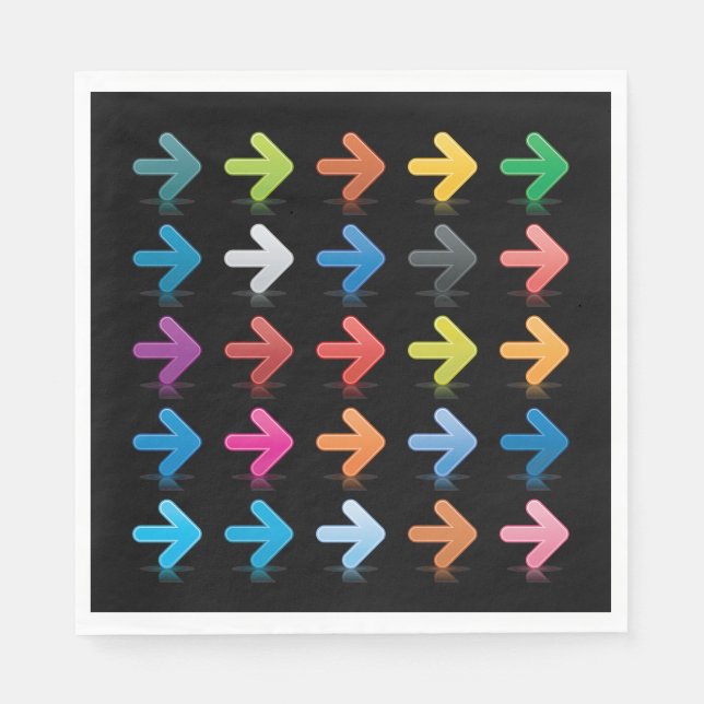 Glossy Arrows Set Vibrant Directional Pointers Napkin (Front)