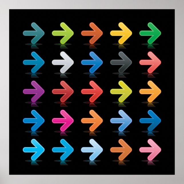 Glossy Arrows Set Vibrant Directional Pointers Poster (Front)