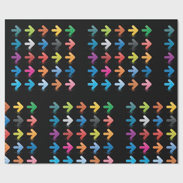 Glossy Arrows Set Vibrant Directional Pointers Wrapping Paper (Flat)