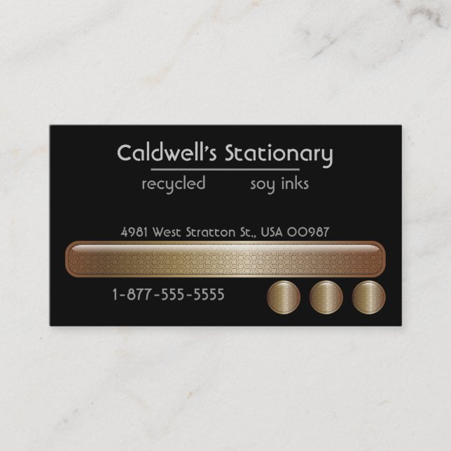 Glossy Bars and Buttons - Copper Business Card (Front)