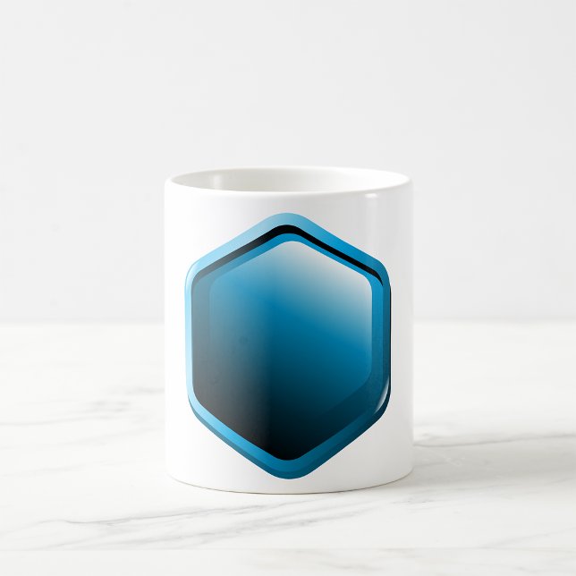 Glossy Blue Hexagon Icon Modern Geometric Coffee Mug (Creator Uploaded)
