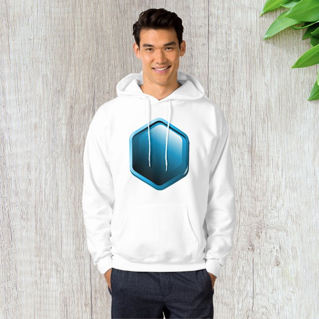 Glossy Blue Hexagon Icon Modern Geometric Hoodie (Creator Uploaded)