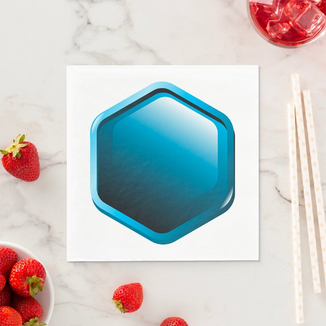 Glossy Blue Hexagon Icon Modern Geometric Napkin (Creator Uploaded)