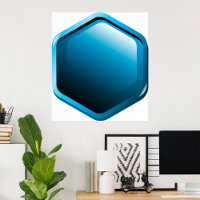 Glossy Blue Hexagon Icon Modern Geometric