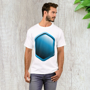 Glossy Blue Hexagon Icon Modern Geometric T-Shirt