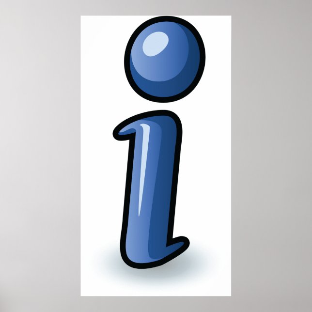 Glossy Blue Information Icon Symbol Poster (Front)
