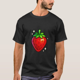 Glossy Cartoon Strawberry Illustration T-Shirt