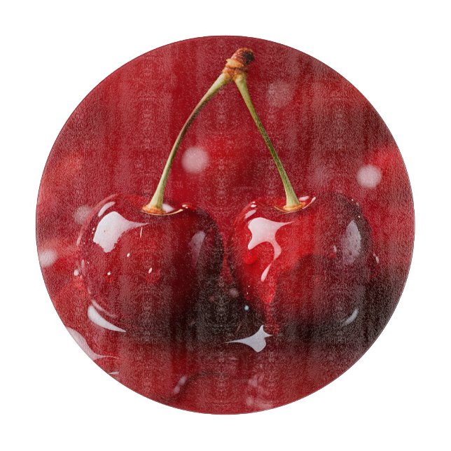 Glossy Cherries Red Syrup Fantasy Cutting Board (Front)
