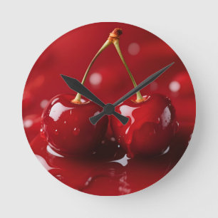 Glossy Cherries Red Syrup Fantasy Round Clock