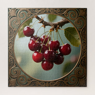 Glossy Cherries Vintage Jigsaw Puzzle