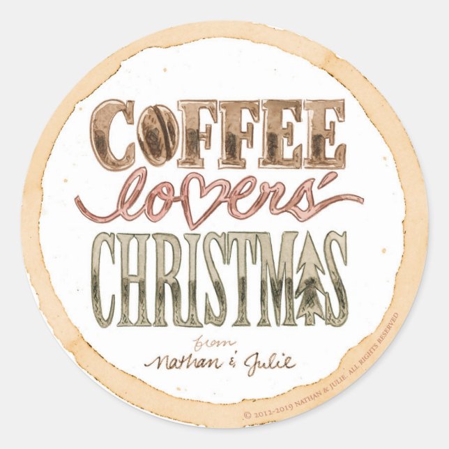 Glossy Coffee Lovers' Christmas Stickers (Front)