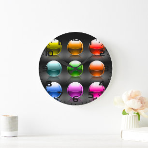 Glossy Colourful Sphere Icons Abstract Balls  Large Clock